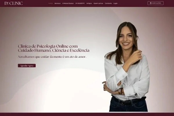 Online psychology clinic banner with smiling woman.