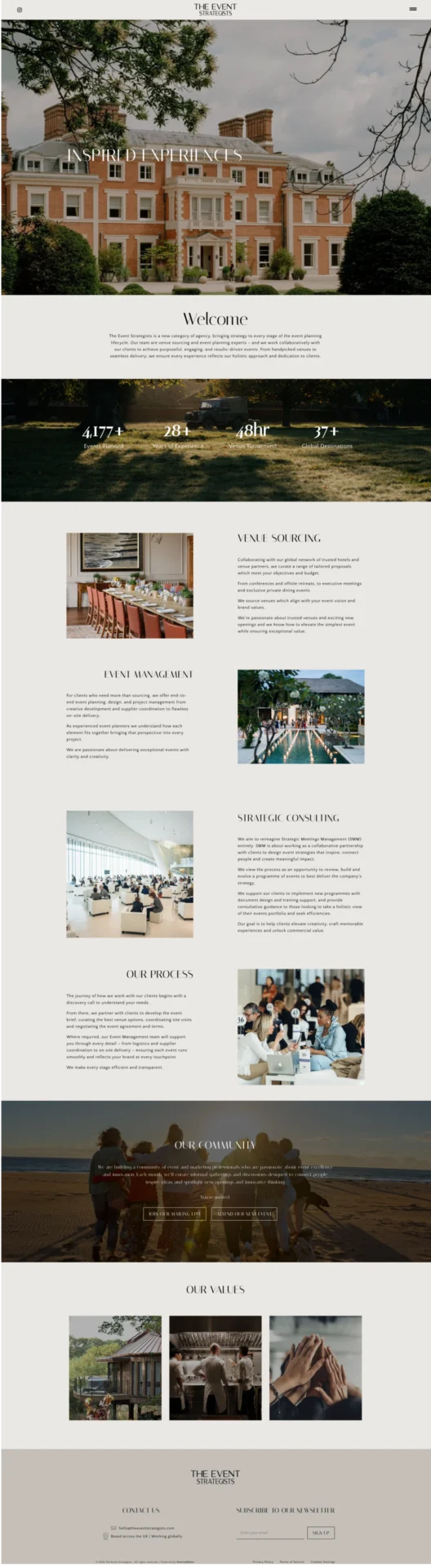 Luxury event planning and strategic consulting services.